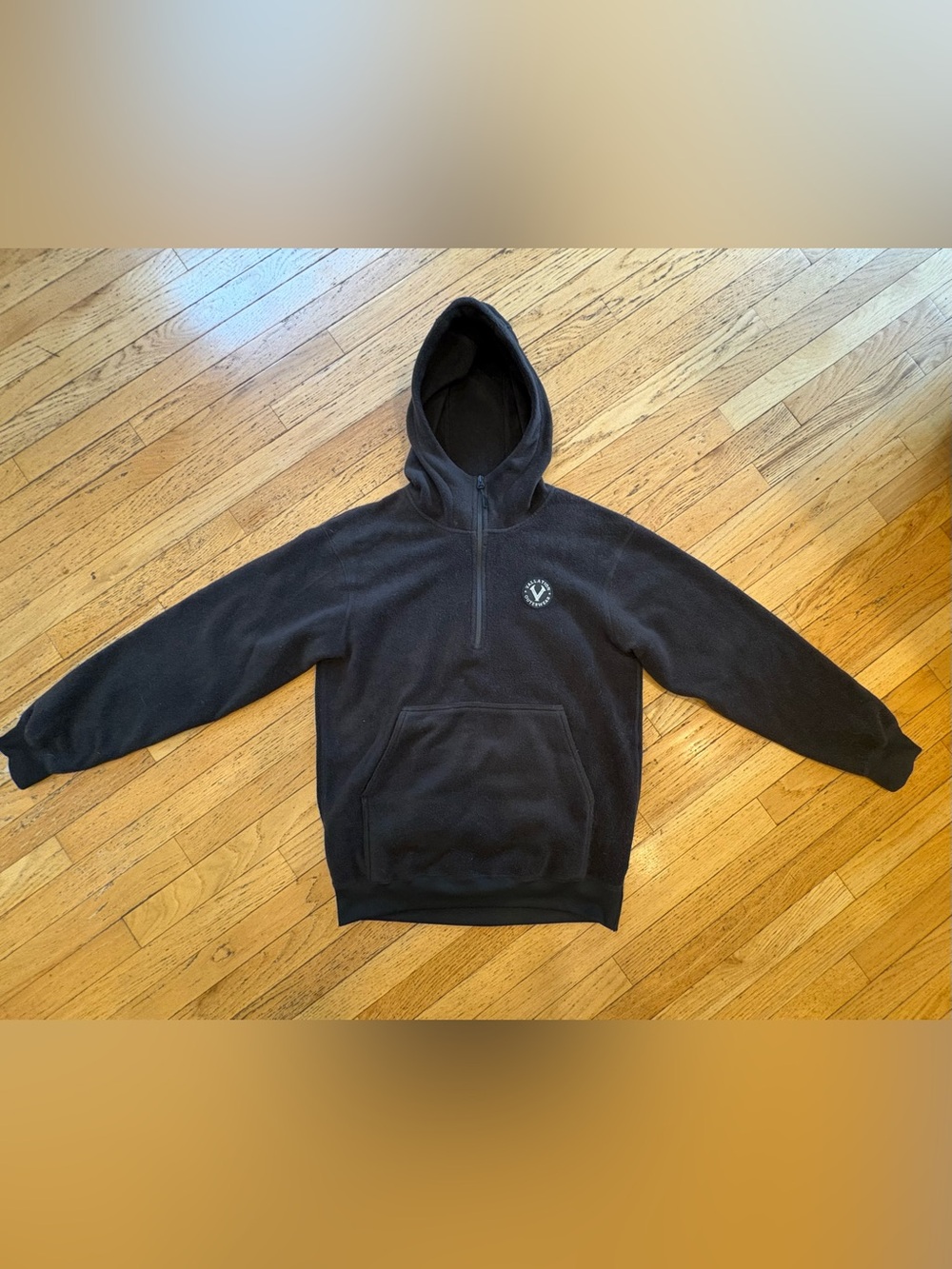 Vallation Outerwear Men's/Unisex Black Half-Zip Hooded No-Pill Fleece